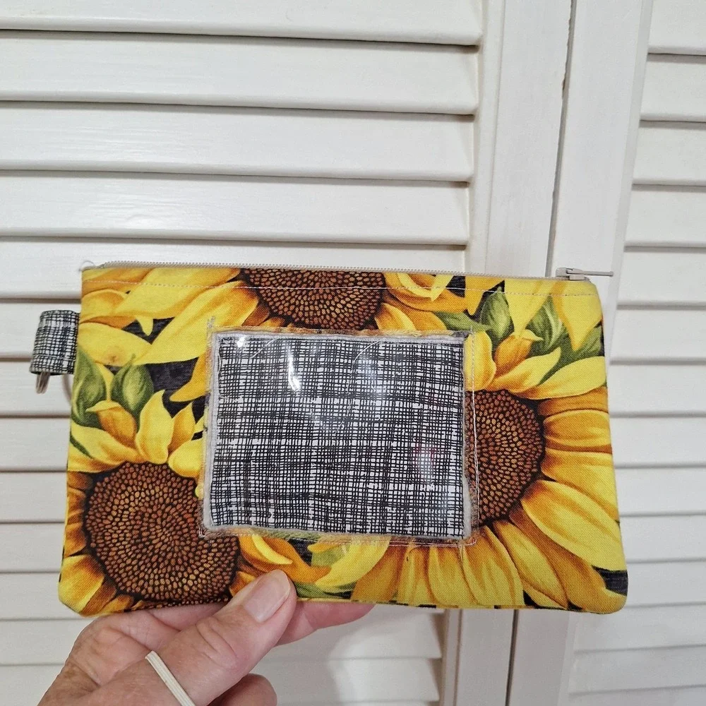 NeeJee Wear Crossbody Bag Purse Brown Sunflower Print Clutch Face Mask Handmade
